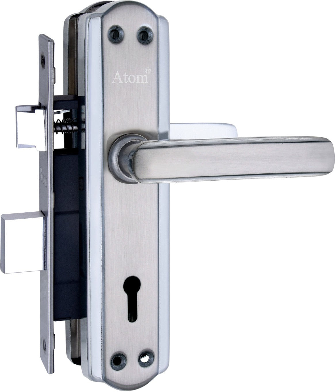 Iron Mortise Door Handle Set with Lock Body, Finish Black Silver, Brass Antique, Silver Gold, CP Matt & Black Gold (3 Keys) (6 Lever Double Stage) (8 Inch) (606-KY)