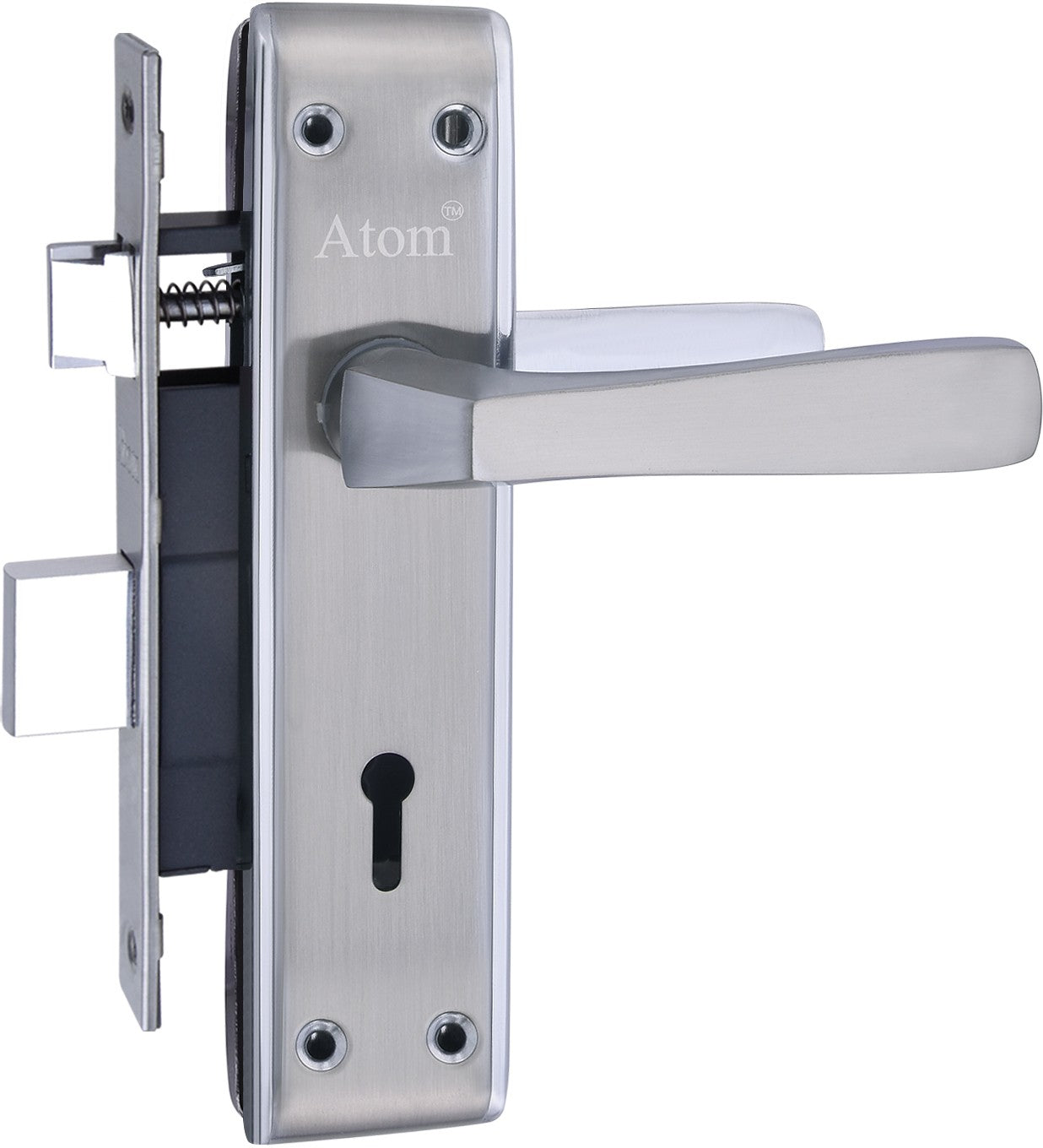 Iron Mortise Door Handle Set with Lock Body, Finish Black Silver, Brass Antique & CP Matt (3 Keys) (6 Lever Double Stage) (8 Inch) (1002-KY)