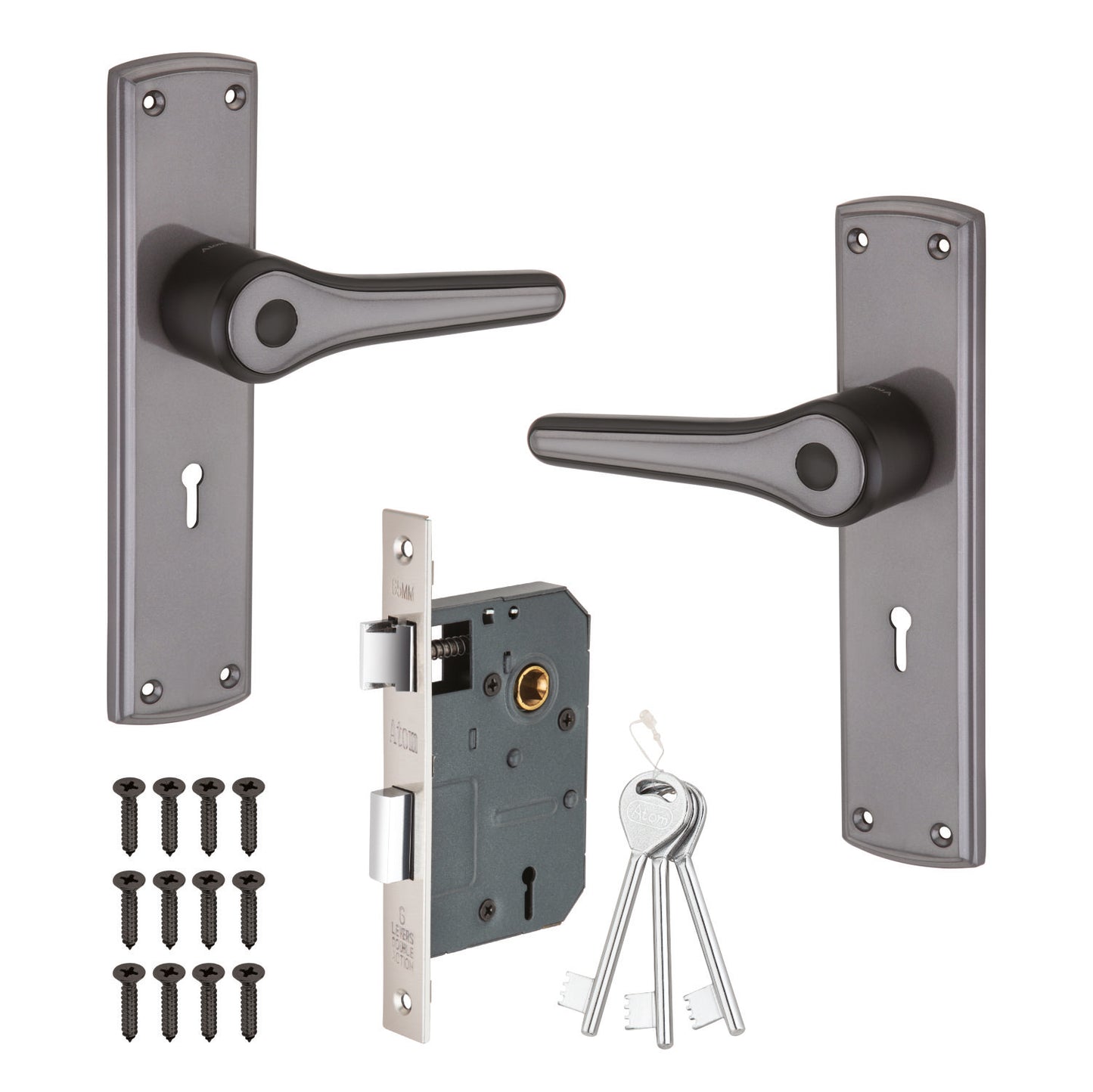 Heavy Duty Zinc Mortise Door Lock, Black Gray Finish (8 inch) (O66)