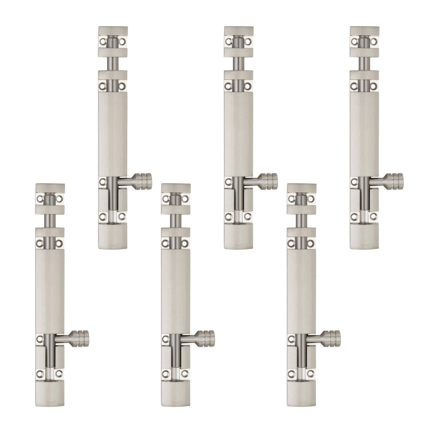 Aluminium Tower Bolt and Steel Rod, Brass Antique Finish, Black, Rose Gold & Silver Satin (Pack of 6) (TB002)