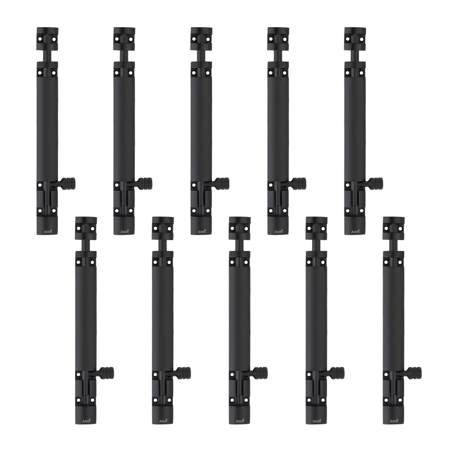 Aluminium Tower Bolt and Steel Rod, Brass Antique Finish, Black, Rose Gold & Silver Satin (Pack of 6) (TB002)