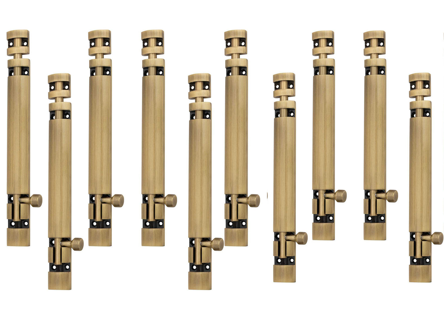 Aluminium Tower Bolt and Steel Rod, Brass Antique Finish, Black, Rose Gold & Silver Satin (Pack of 6) (TB002)