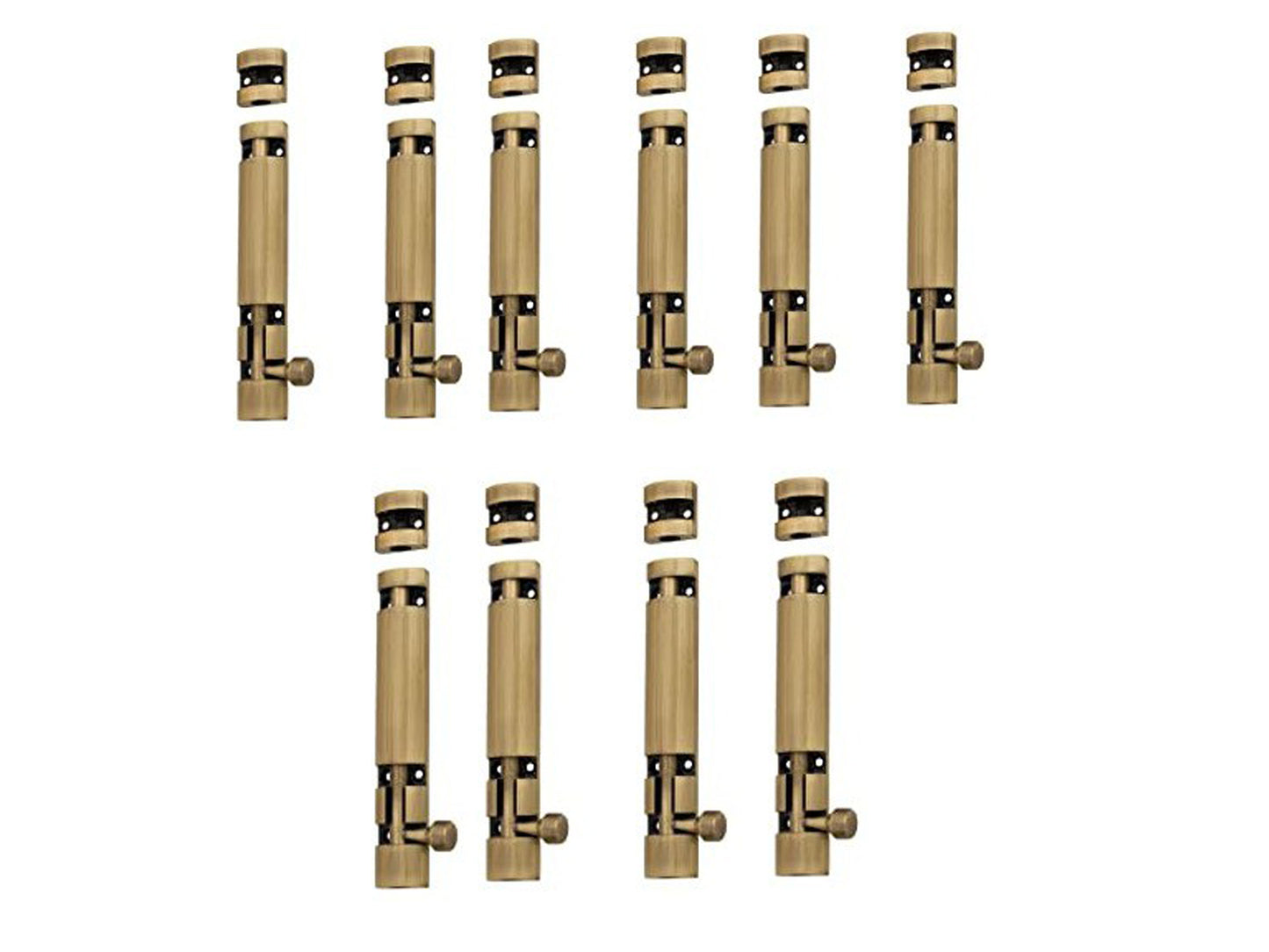 Aluminium Tower Bolt and Steel Rod, Brass Antique Finish, Black, Rose Gold & Silver Satin (Pack of 6) (TB002)