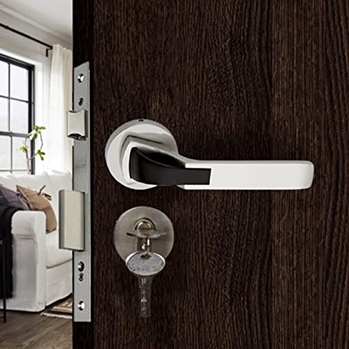 Atom Mortise Rose Door Handle Set with Lock Body | Satin Black Finish | 3 Keys 10 Inch Lock Body | 6 Lever Double Stage Lockset for Door, Main door, home door, Bedroom, Living Room, O-42Rose