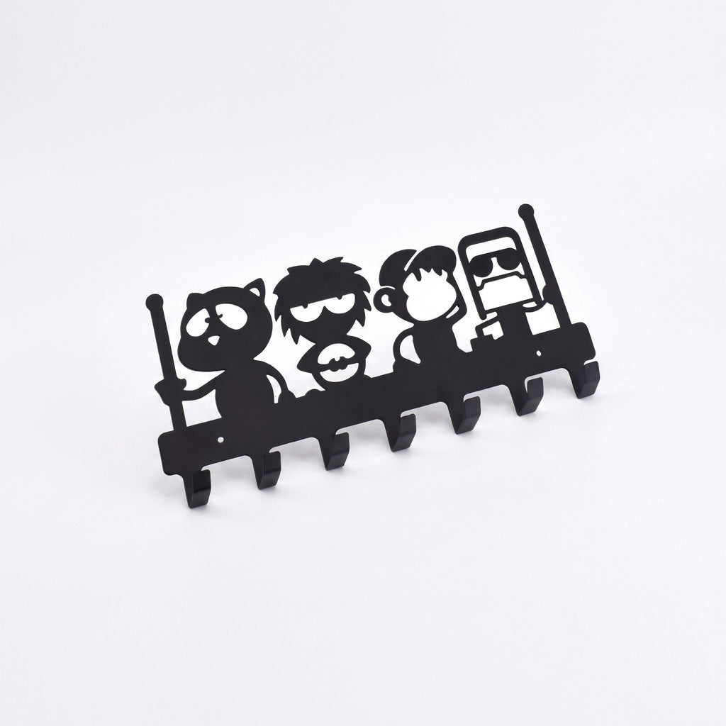4 Idiots Designer Key Holder | Wall Mounted Metal Key Stand Black