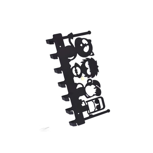 4 Idiots Designer Key Holder | Wall Mounted Metal Key Stand Black