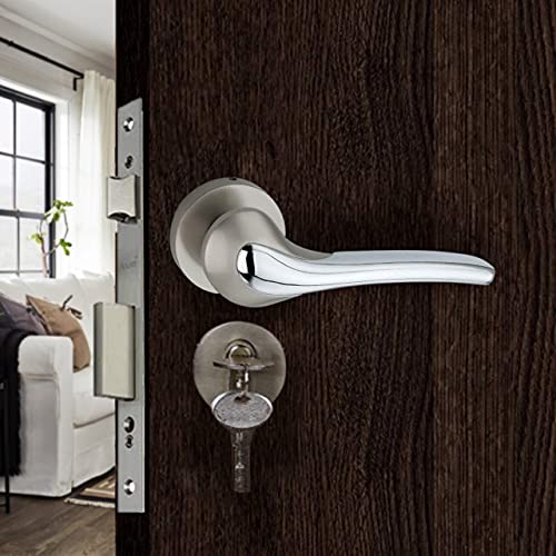 Atom Mortise Rose Door Handle Set with Lock Body | Satin black Finish | 3 Keys 10 Inch Lock Body | 6 Lever Double Stage Lockset for Door, Main door, home door, Bedroom, Living Room, O-41Rose