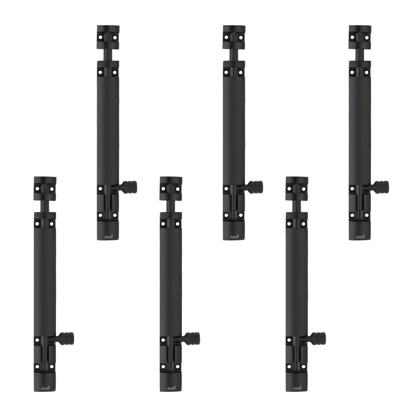 Aluminium Tower Bolt and Steel Rod, Brass Antique Finish, Black, Rose Gold & Silver Satin (Pack of 6) (TB002)