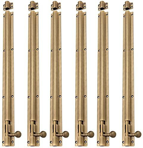 Aluminium Tower Bolt and Steel Rod, Brass Antique Finish (TB001) (6Pcs)