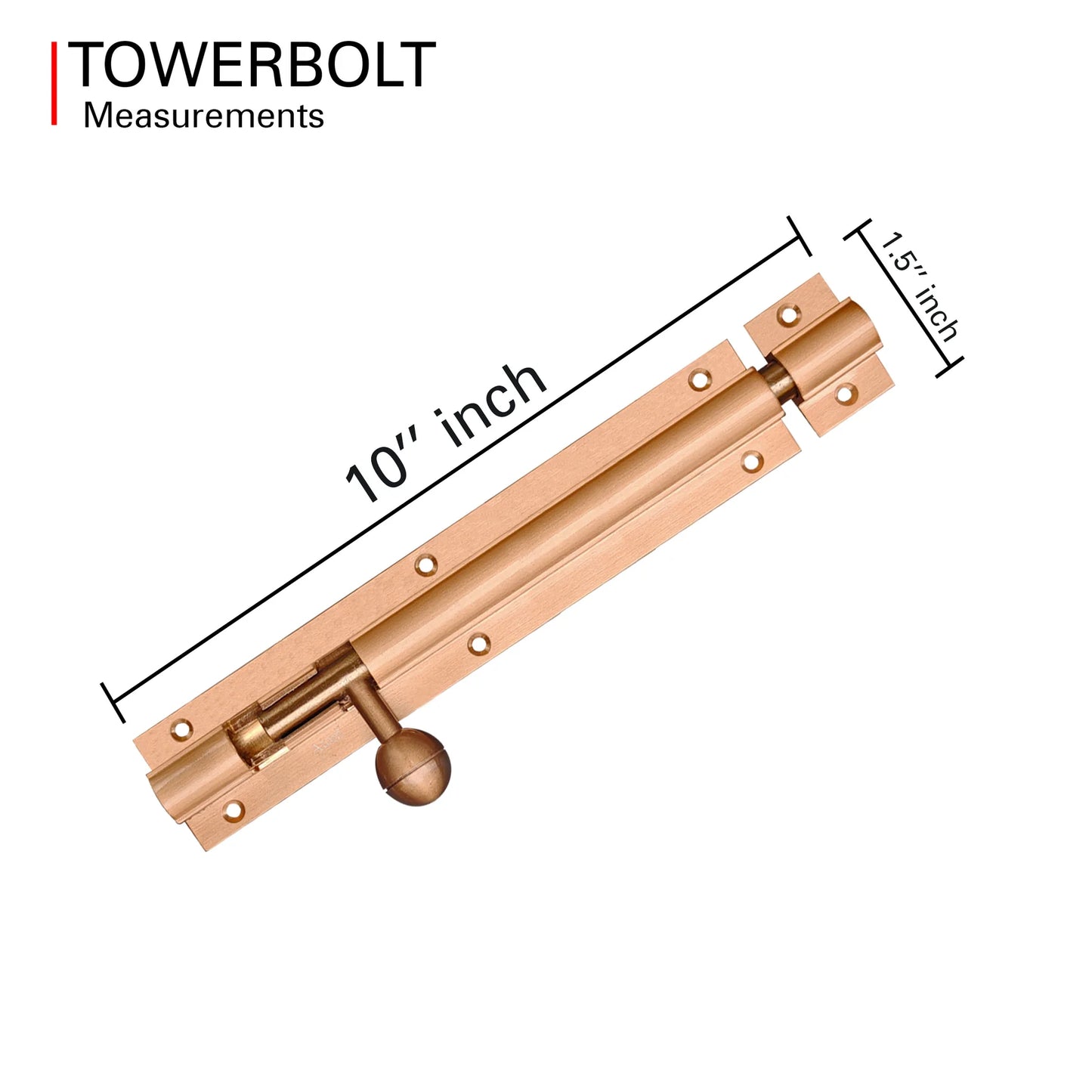 Aluminium Tower Bolt and Steel Rod, Brass Antique Finish, Black, Rose Gold & Silver Satin (Pack of 6) (TB001)