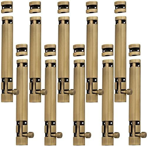 Aluminium Tower Bolt and Steel Rod, Brass Antique Finish, Black, Rose Gold & Silver Satin (Pack of 6) (TB002)