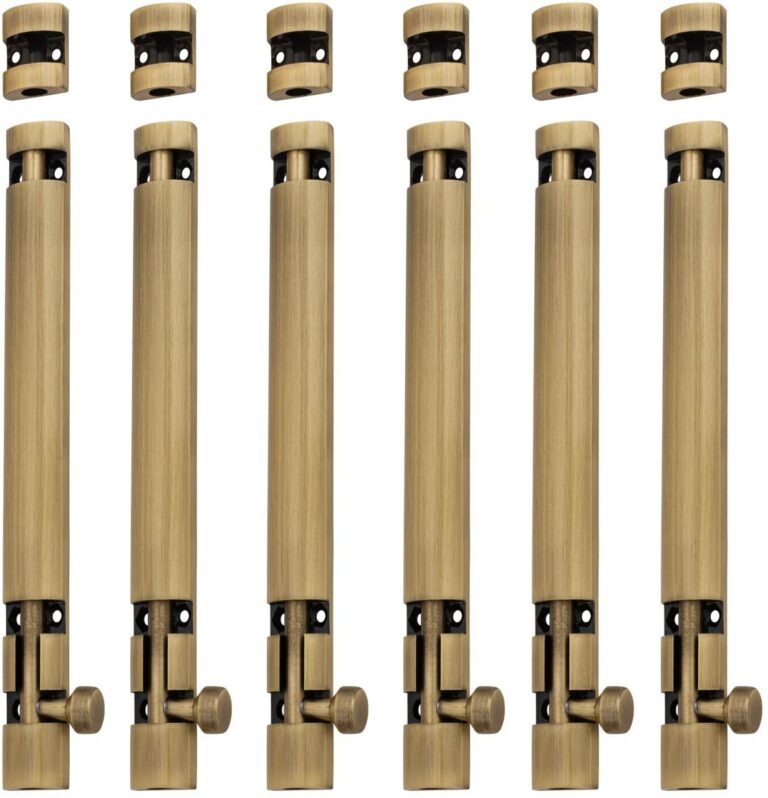 Aluminium Tower Bolt and Steel Rod, Brass Antique Finish, Black, Rose Gold & Silver Satin (Pack of 6) (TB002)