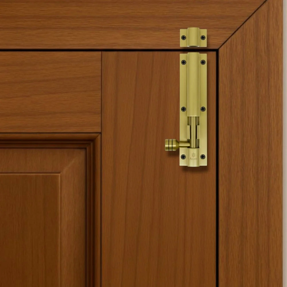 Aluminium Tower Bolt and Steel Rod, Brass Antique Finish, Black, Rose Gold & Silver Satin (Pack of 6) (TB001)