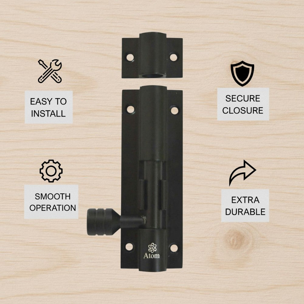 Aluminium Tower Bolt, Black Matt Finish (TB001)