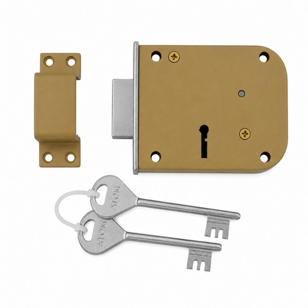 Brass & Iron Material Door lock, Silver Satin Finish, 2 Keys (WDL-1)