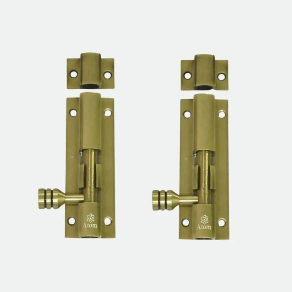 Aluminium Tower Bolt and Steel Rod, Brass Antique Finish, Black, Rose Gold & Silver Satin (Pack of 6) (TB001)