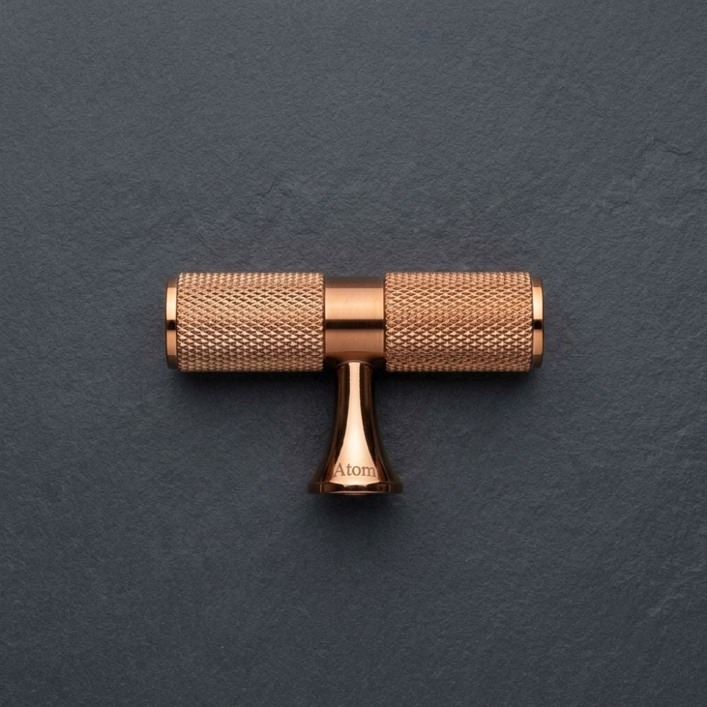 BK-Tee Knob |  Rose Gold, Black & Brass Antique Cabinet Knob