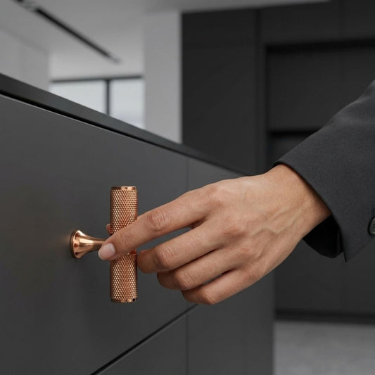 BK-Tee Knob |  Rose Gold, Black & Brass Antique Cabinet Knob