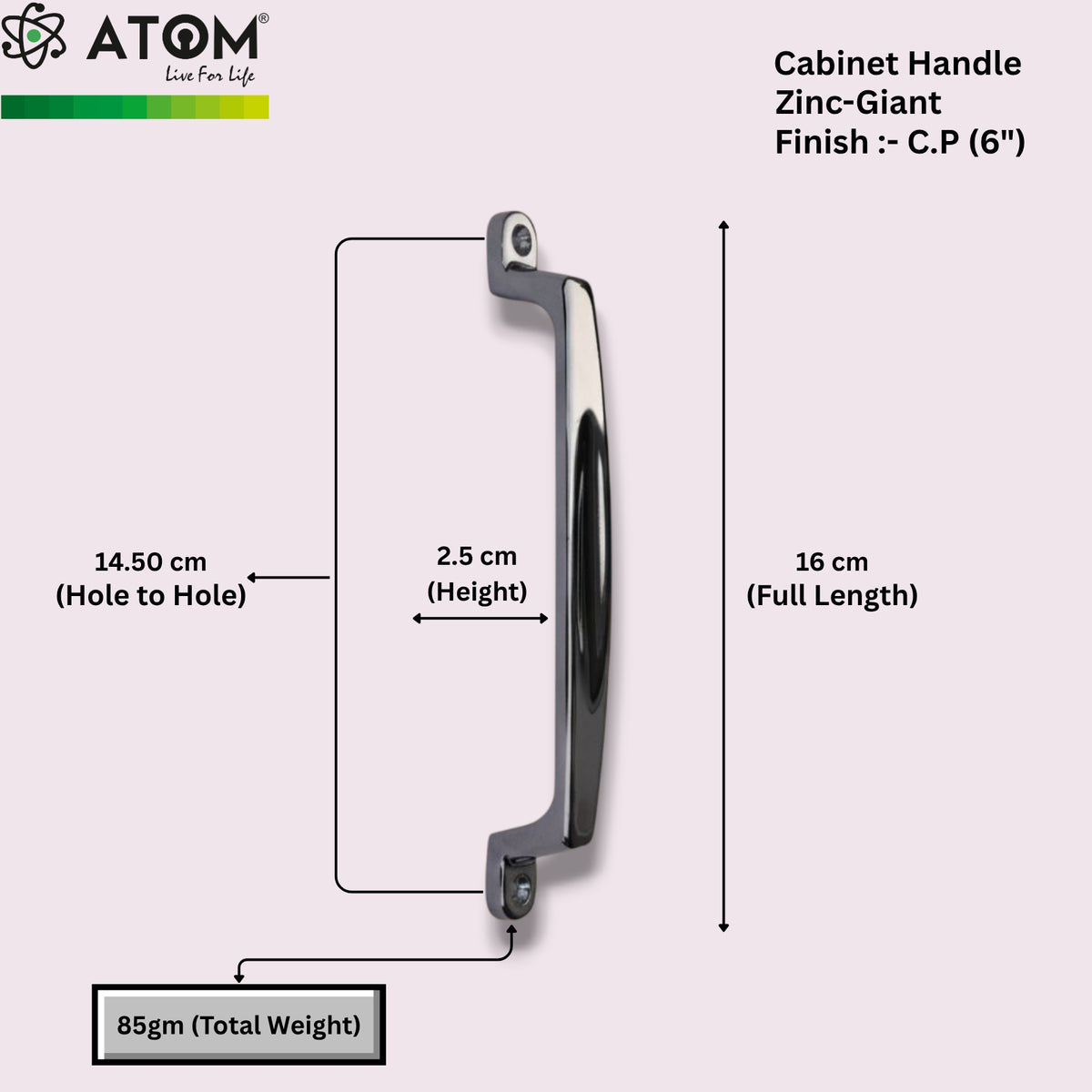 Cabinet Handle CH-Giant CP | PVD Rose Gold & PVD Black Furniture Handle
