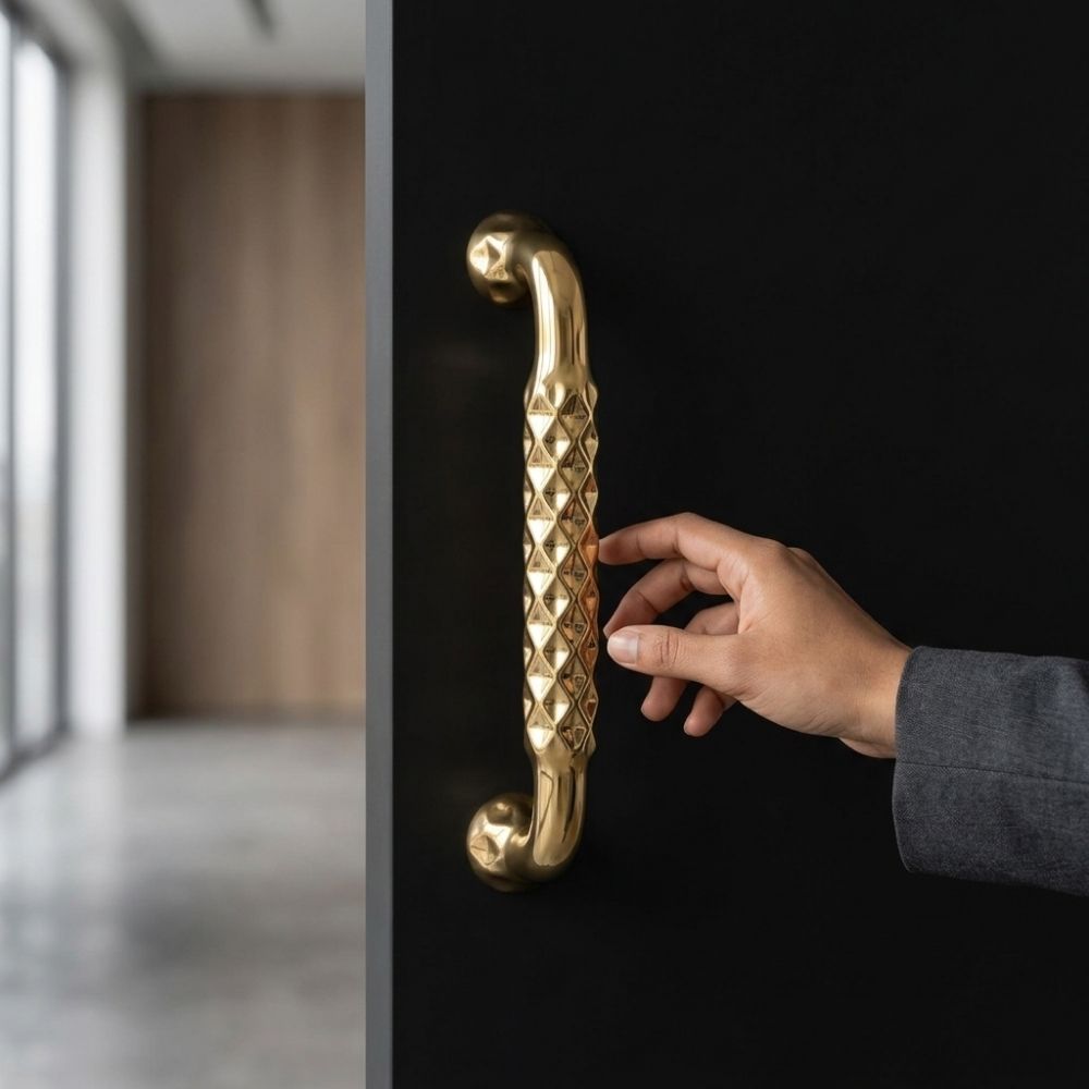 Cabinet Handle CH-Punto PVD Gold | Designer Textured Furniture Handle