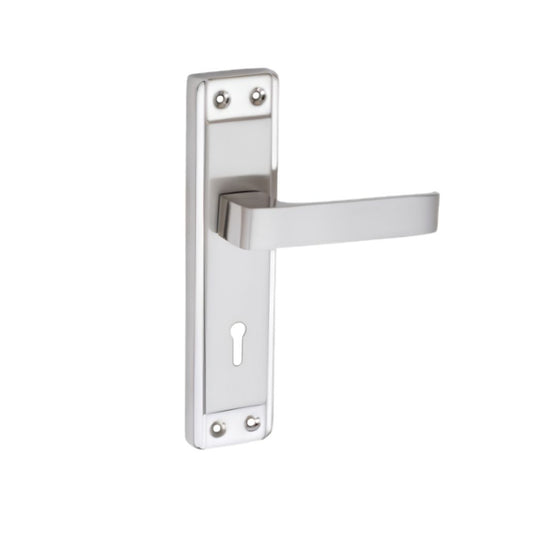 Iron Mortise Door Handle Set with Lock Body, Finish Black Silver, (3 Keys) (6 Lever Double Stage Lockset) (7 Inch) (703-KY)