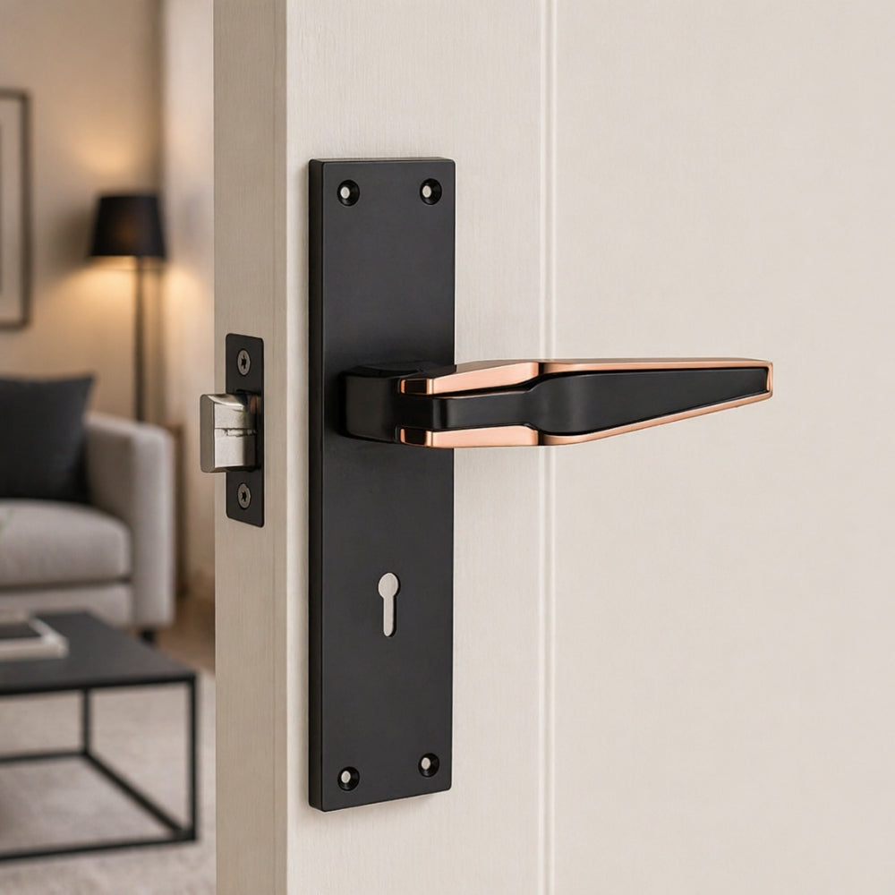 Mortice Coca Black Handle with Lock Plate KY 65mm (O-72)
