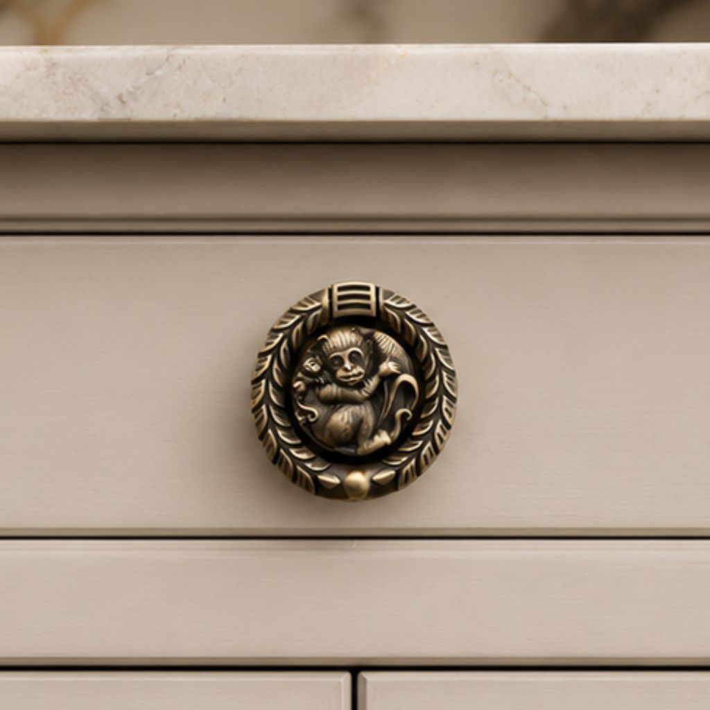 ZK-717 Designer Cabinet Knob | Brass Antique Decorative Furniture Knob