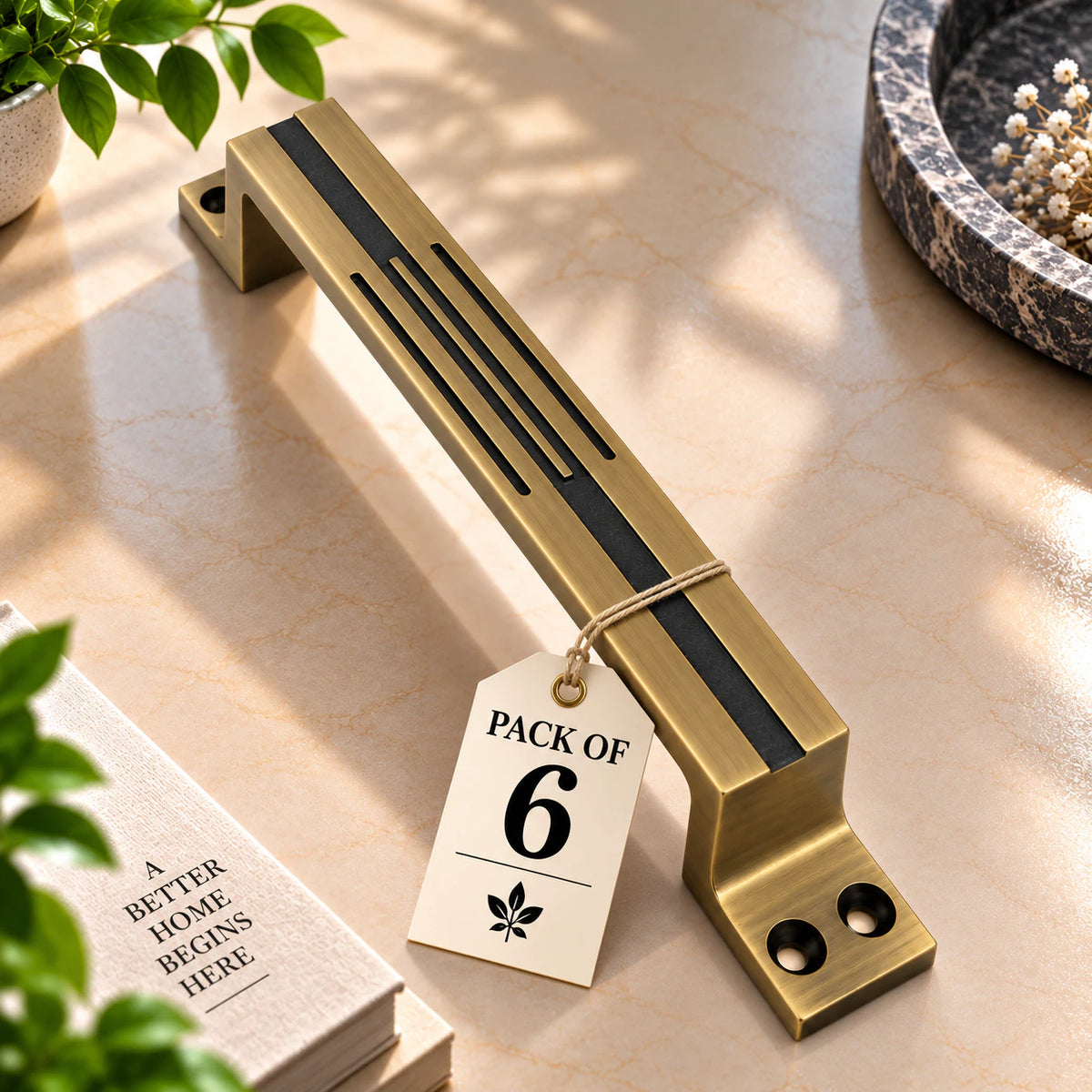 Aluminium Cabinet Handle, Finish Brass Antique, CH-LINE (6 Pack)