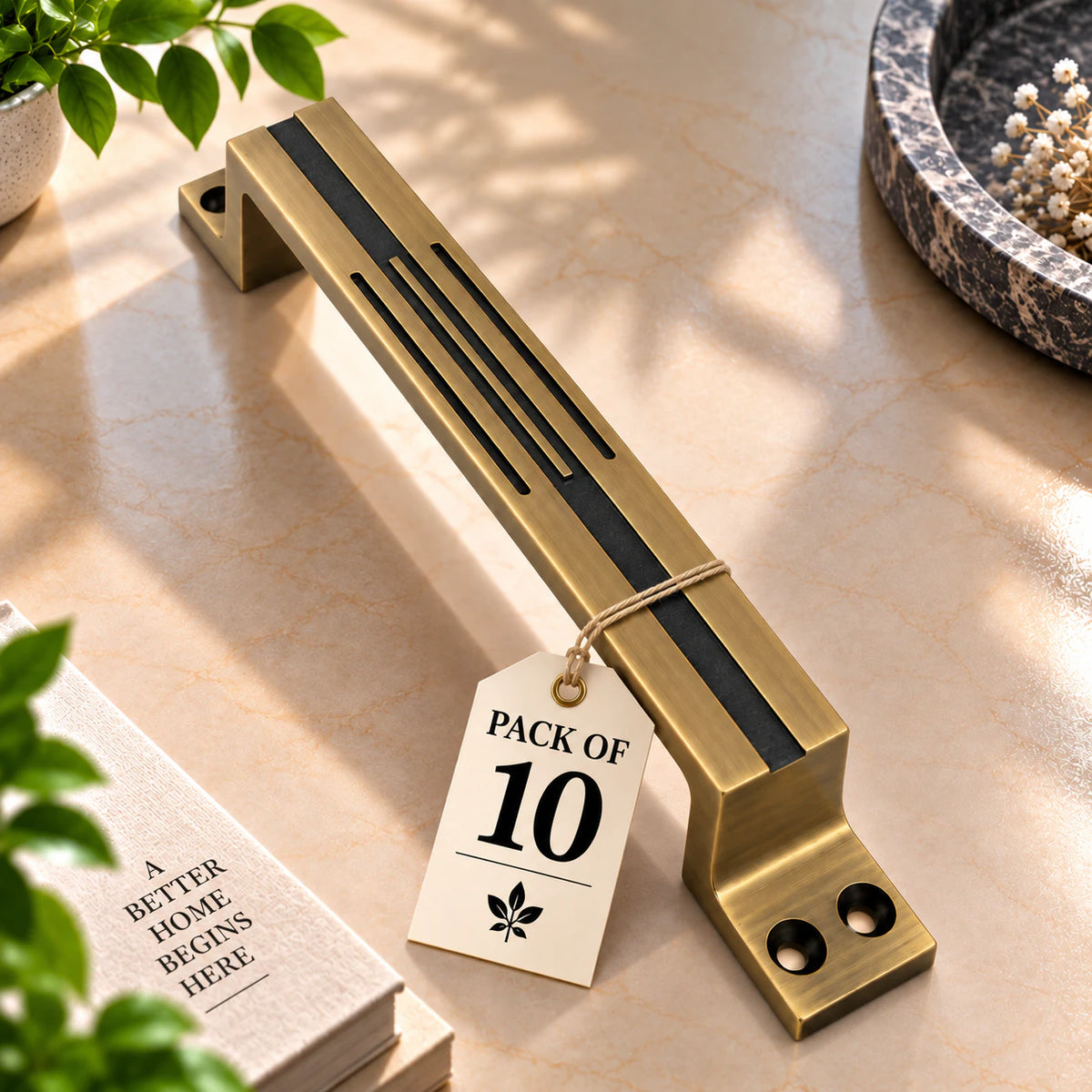 Aluminium Cabinet Handle, Finish Brass Antique, CH-LINE (6 Pack)
