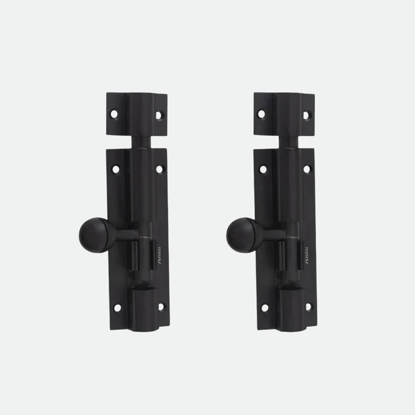 Aluminium Tower Bolt and Steel Rod, Brass Antique Finish, Black, Rose Gold & Silver Satin (Pack of 6) (TB001)