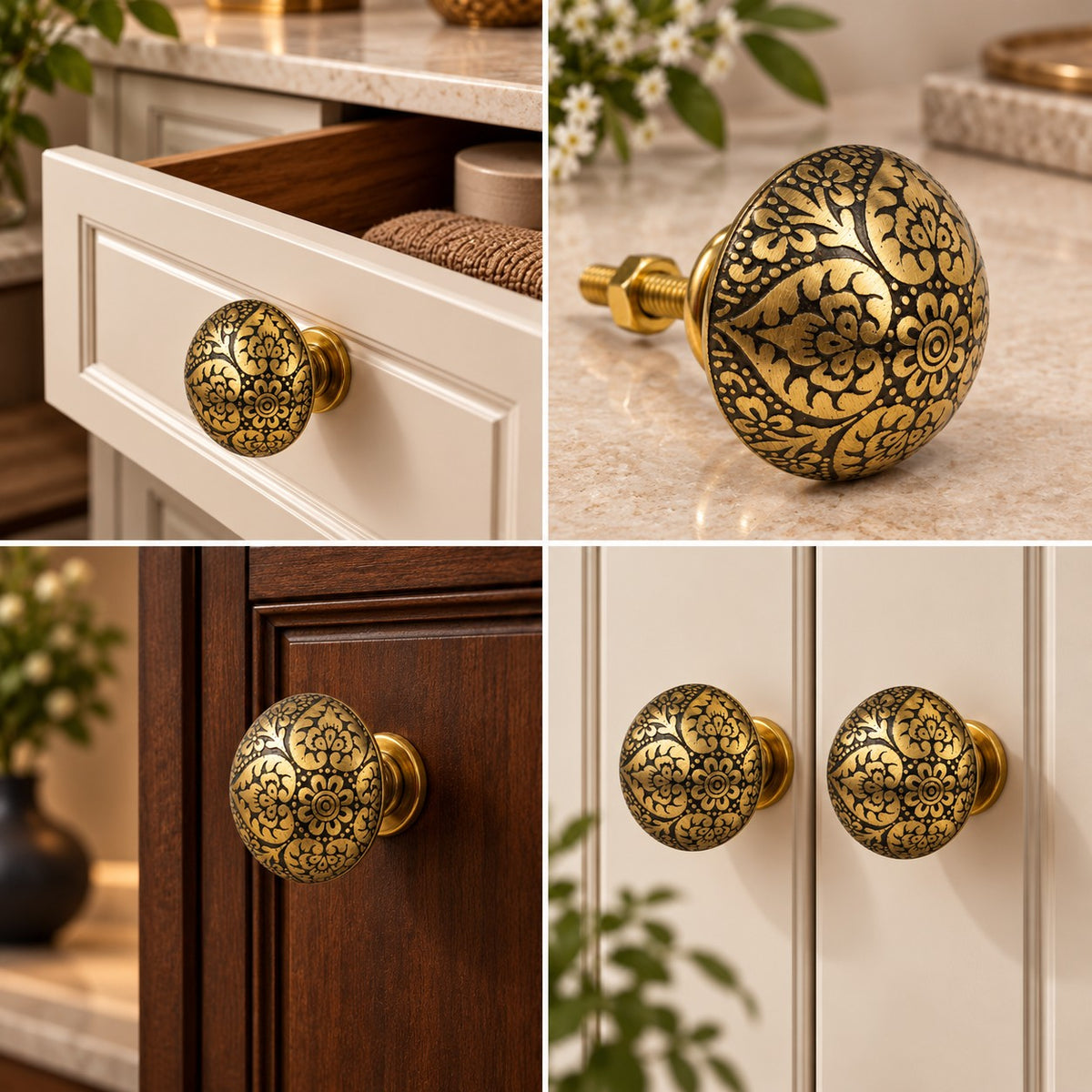 BK-Beetal Designer Cabinet Knob | Multi Colour Floral Furniture Knob | Pack of 6