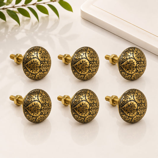 BK-Beetal Designer Cabinet Knob | Multi Colour Floral Furniture Knob | Pack of 6