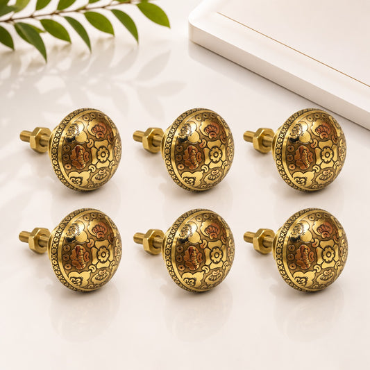BK-Orchid Designer Cabinet Knob | Multi Colour Floral Furniture Knob | Pack of 6