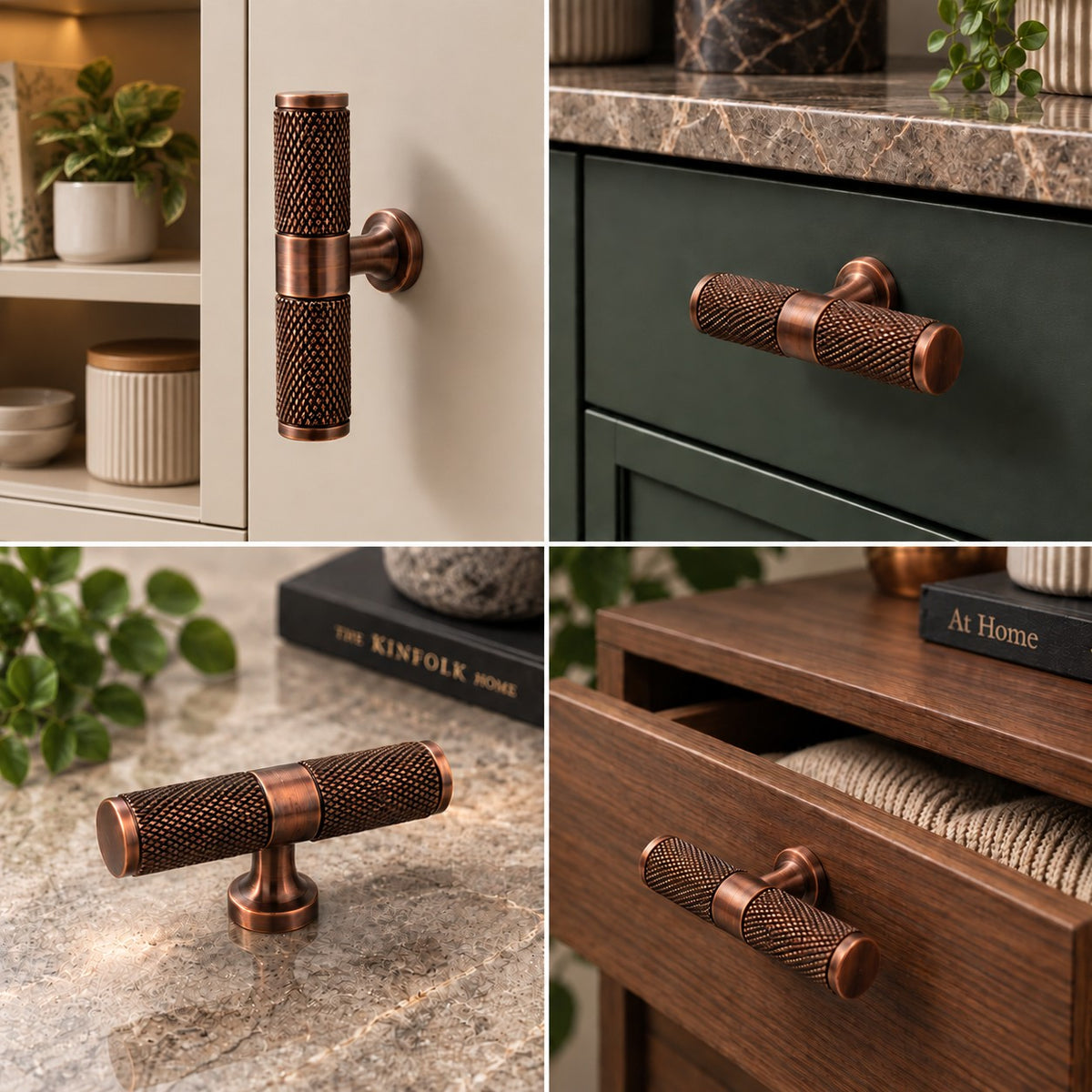 BK-Tee Knob |  Rose Gold, Black & Brass Antique Cabinet Knob | Pack of 6