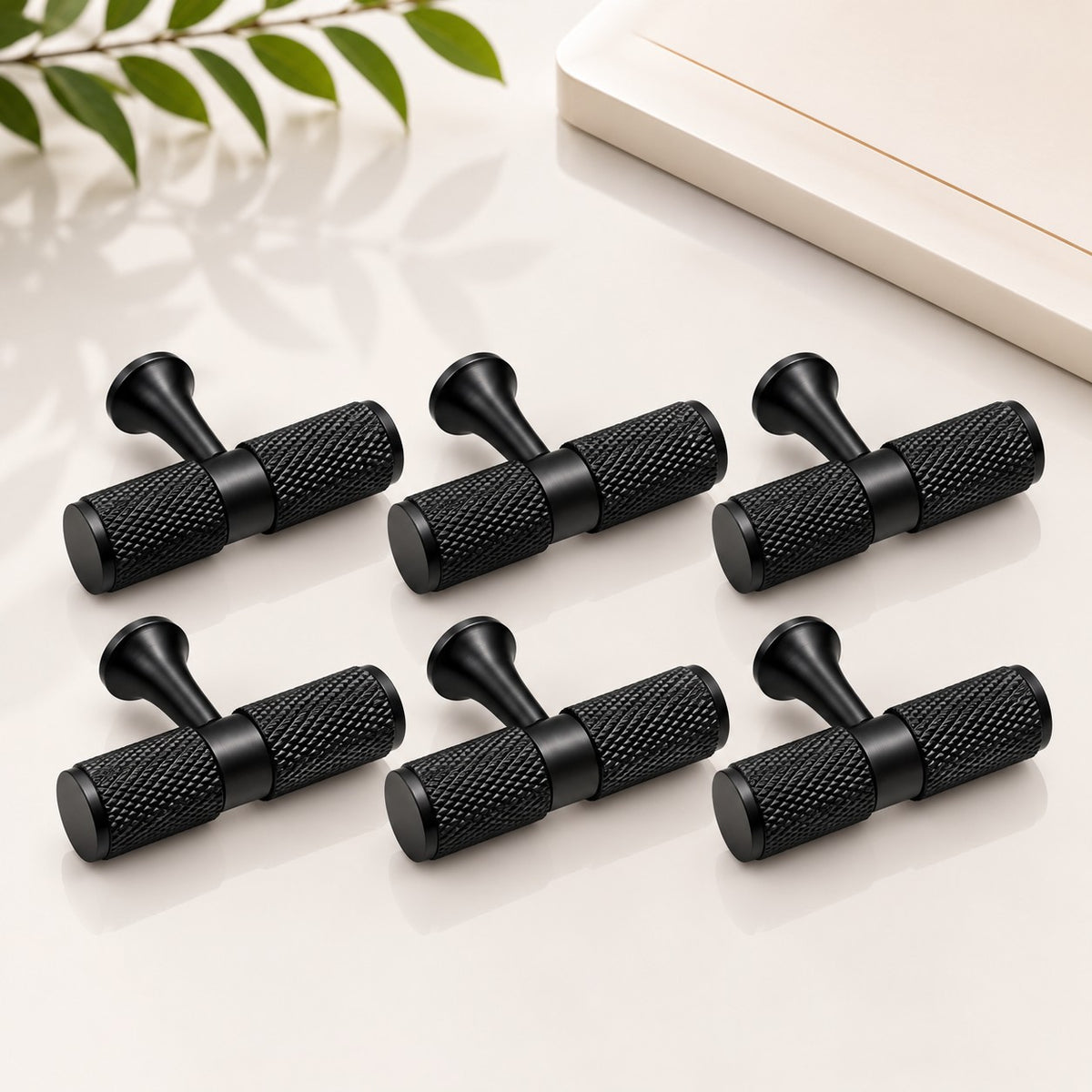 BK-Tee Knob |  Rose Gold, Black & Brass Antique Cabinet Knob | Pack of 6