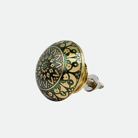 Brass Cabinet Knobs, Finish Green Gold (1.45 Inches) (BK-Lavender-GG)