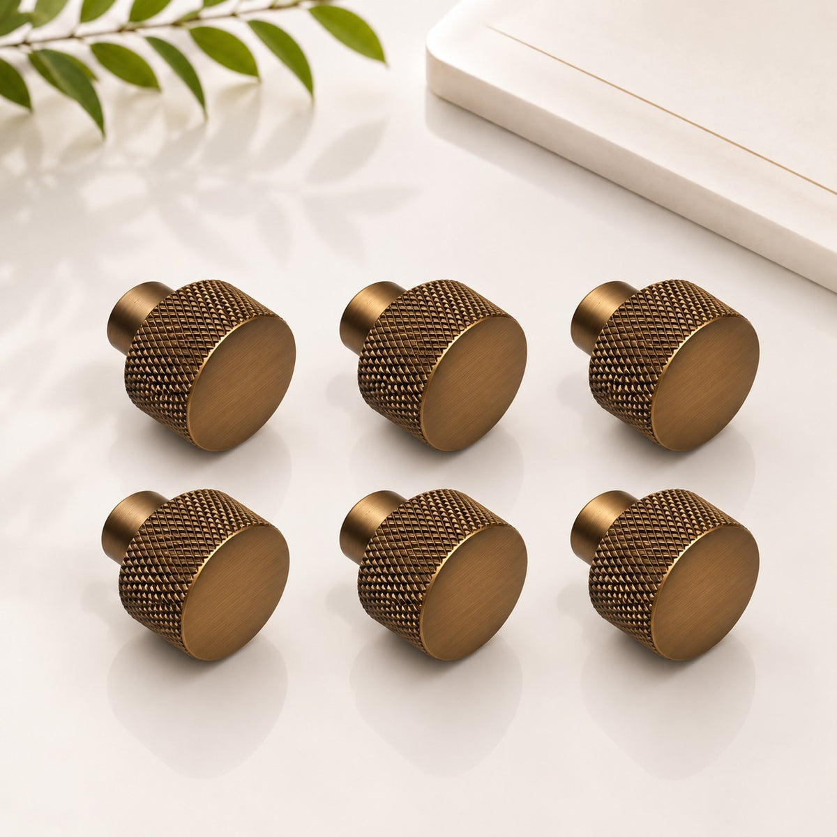 Brass Knob for Cabinet, Colour Brass Antique, Black Matt & Rose Gold (1-Inch), Pack of 6 (Diamond Knob)