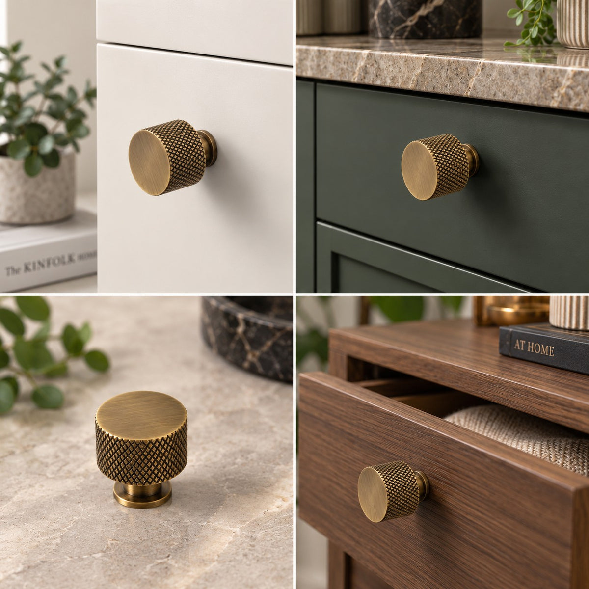 Brass Knob for Cabinet, Colour Brass Antique, Black Matt & Rose Gold (1-Inch), Pack of 6 (Diamond Knob)