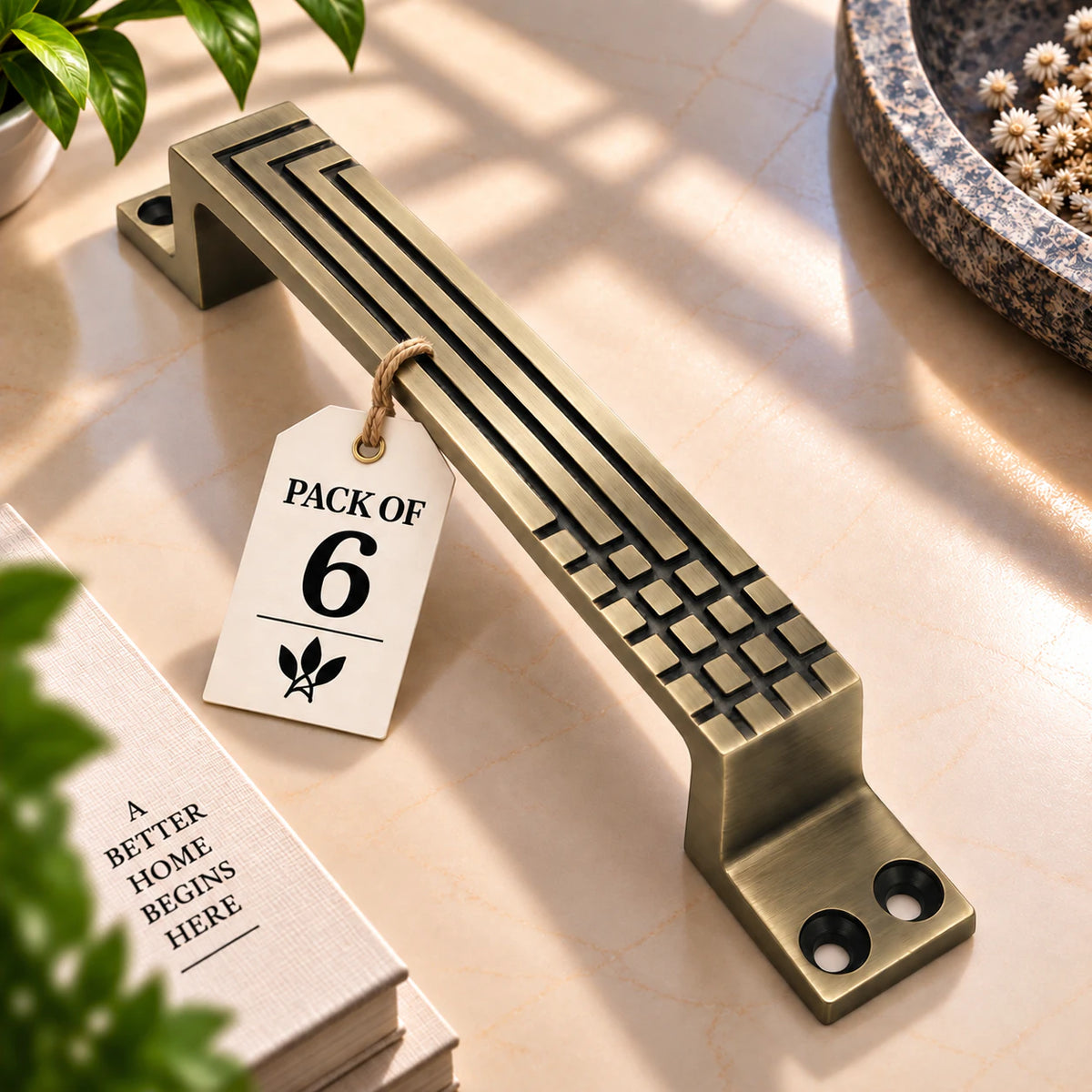 Aluminium Cabinet Handle, Finish Brass Antique (6 Pack) (CH-DOTLINE)
