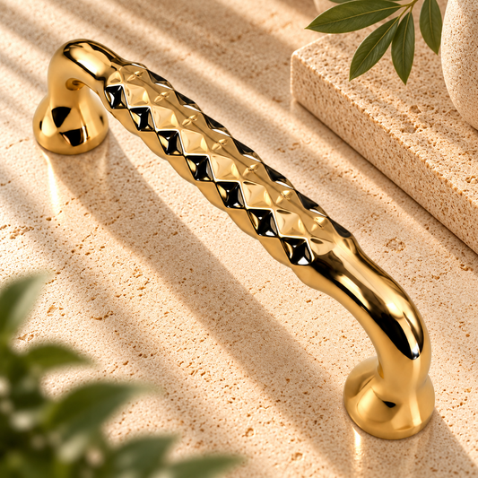 Cabinet Handle CH-Punto PVD Gold | Designer Textured Furniture Handle