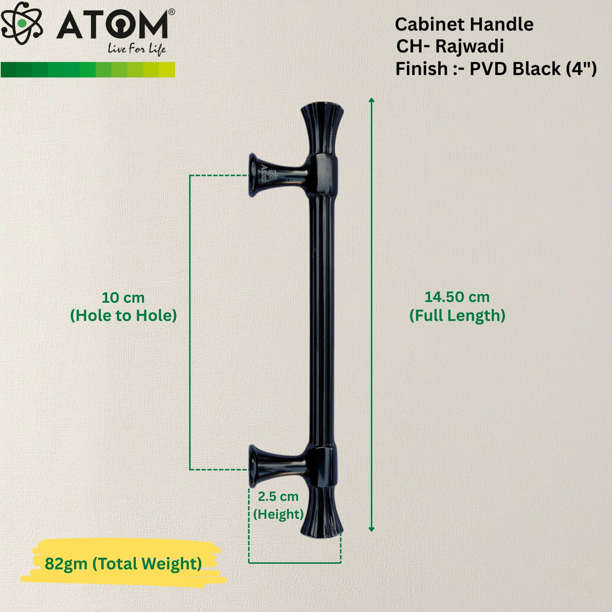 Cabinet Handle CH-Rajwadi | PVD Rose Gold, Gold & Black Designer Handle