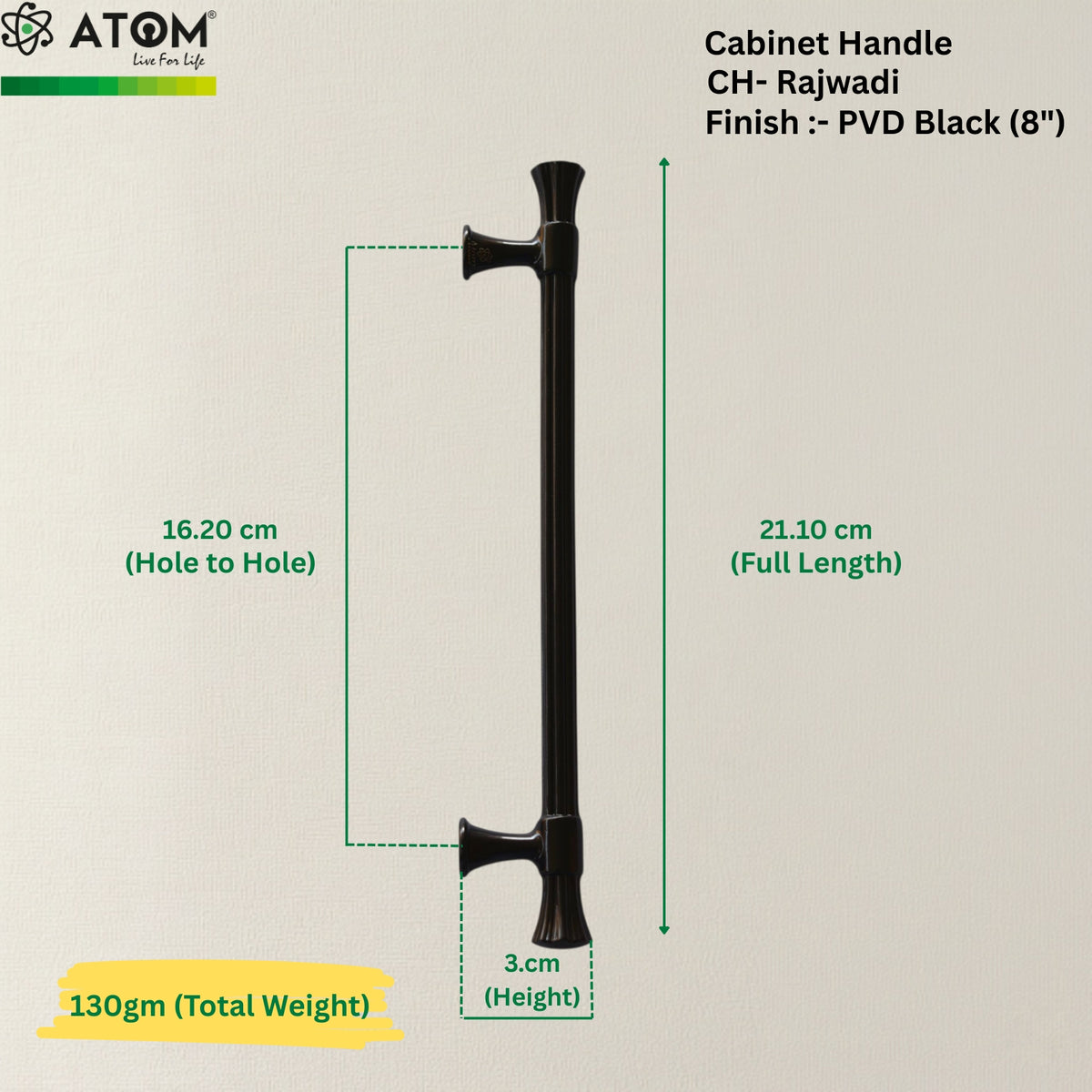 Cabinet Handle CH-Rajwadi | PVD Rose Gold, Gold & Black Designer Handle