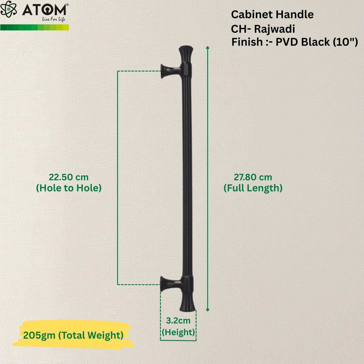 Cabinet Handle CH-Rajwadi | PVD Rose Gold, Gold & Black Designer Handle