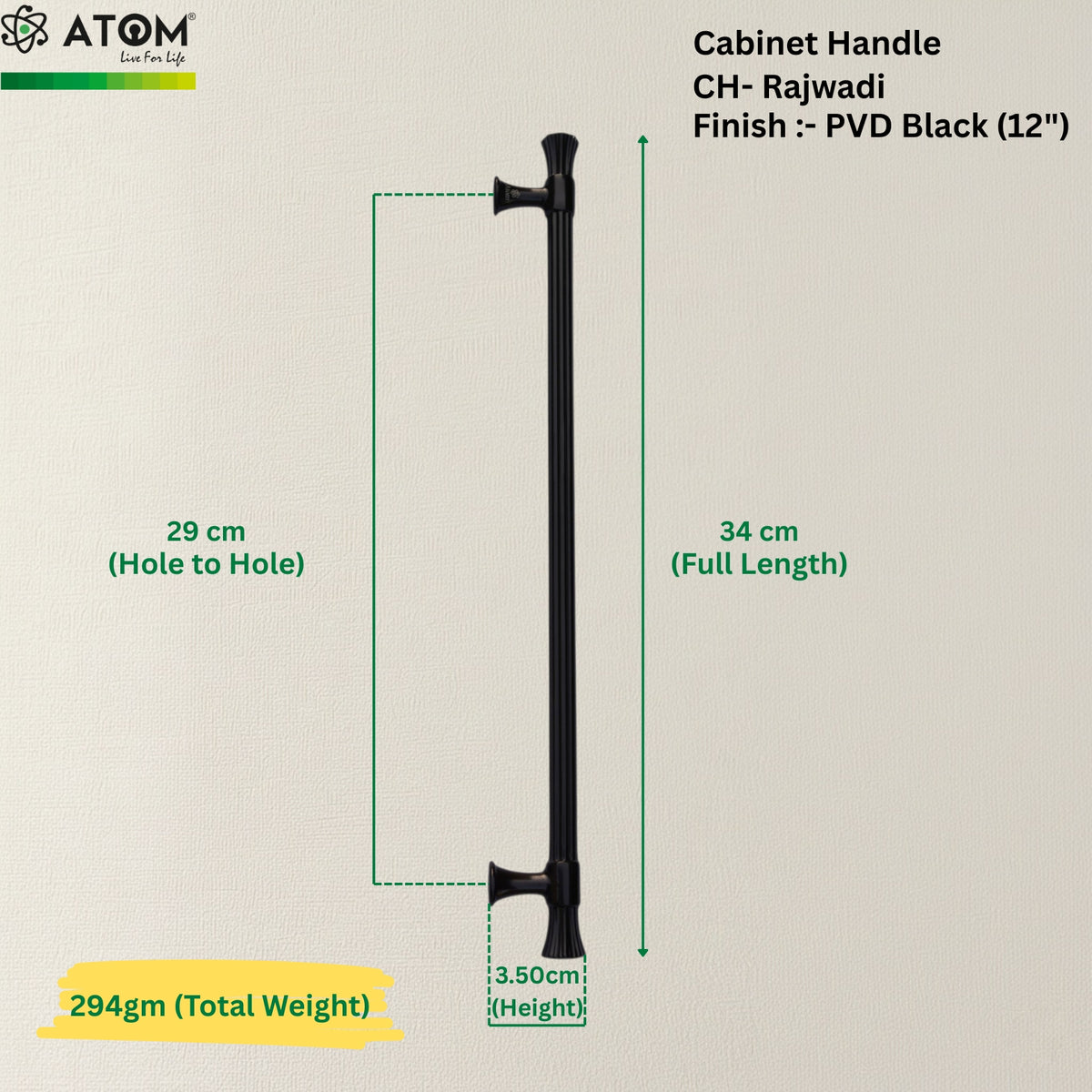 Cabinet Handle CH-Rajwadi | PVD Rose Gold, Gold & Black Designer Handle