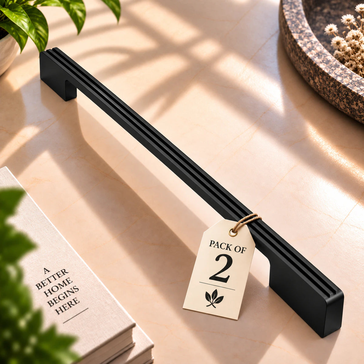 Ruby Aluminium Cabinet Handle, Black Matt & Satin Finish (CH-RUBY)