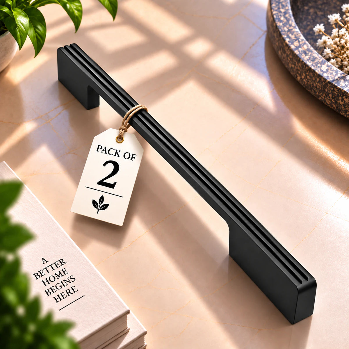 Ruby Aluminium Cabinet Handle, Black Matt & Satin Finish (CH-RUBY)