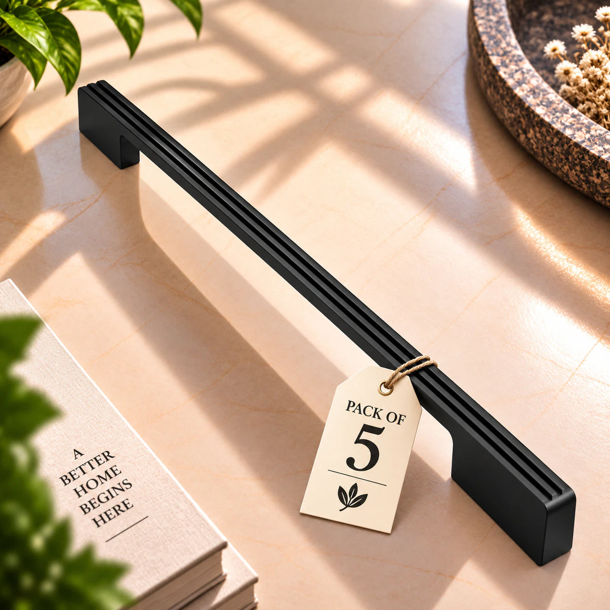 Ruby Aluminium Cabinet Handle, Black Matt & Satin Finish (CH-RUBY)