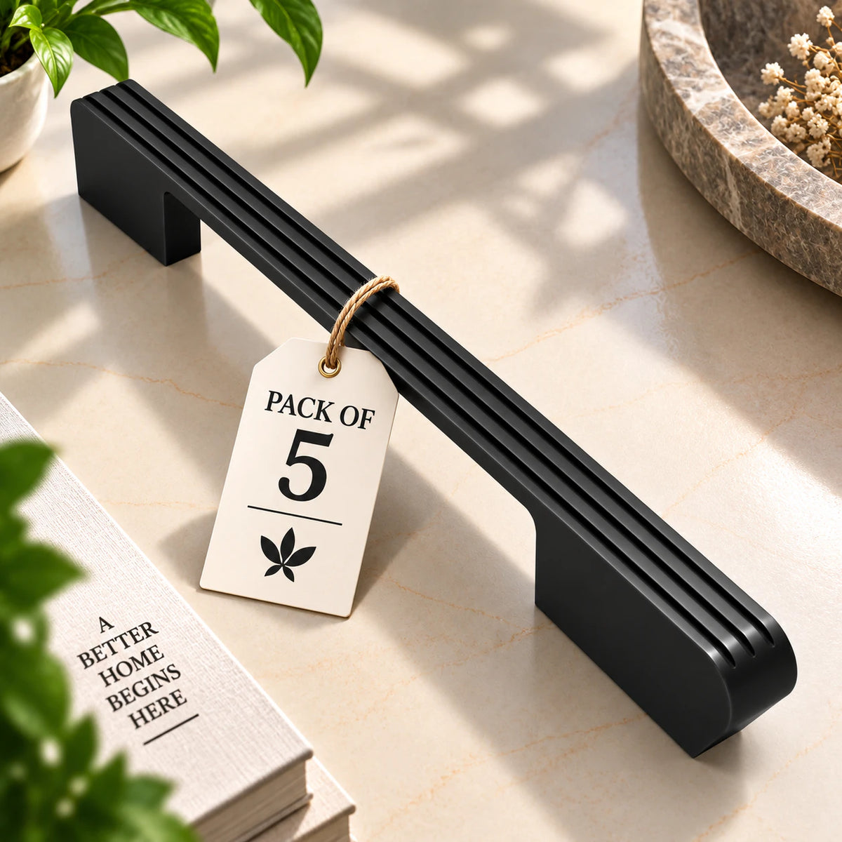 Ruby Aluminium Cabinet Handle, Black Matt & Satin Finish (CH-RUBY)