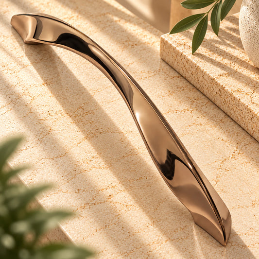 Cabinet Handle CH-CURVE PVD Rose Gold | Designer Curved Furniture Handle