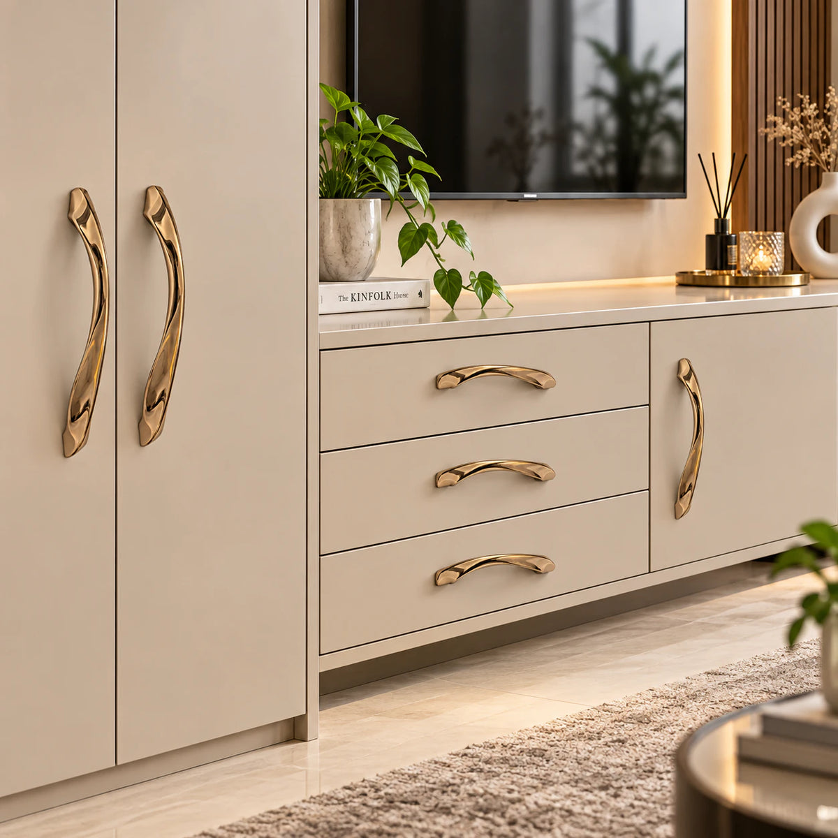 Cabinet Handle CH-CURVE PVD Rose Gold | Designer Curved Furniture Handle